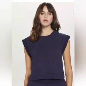 Goldie Lewinter L Reverse French Terry Rolled Sleeve Cropped Sweatshirt